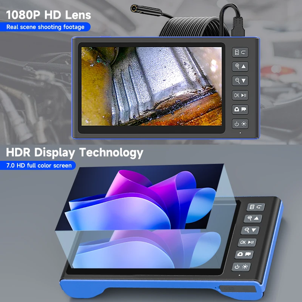 Ендоскоп T23 7" IPS з двома камерами Dual Lens, 1080P HD, підтримкою TF-карти, кабель 5 м, 5.5 мм T23-DUAl-5 фото