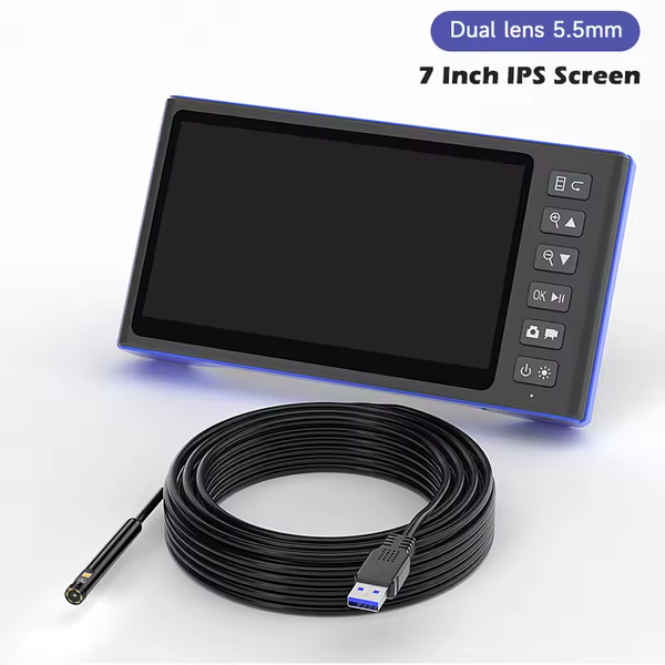Ендоскоп T23 7" IPS з двома камерами Dual Lens, 1080P HD, підтримкою TF-карти, кабель 5 м, 5.5 мм T23-DUAl-5 фото