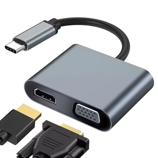 Адаптер USB Type-C HDMI VGA 2 в 1, 4K Ultra HD, конвертер для ноутбуків, планшетів і смартфонів XG-FXTCH21 фото