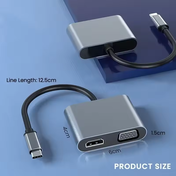 Адаптер USB Type-C HDMI VGA 2 в 1, 4K Ultra HD, конвертер для ноутбуків, планшетів і смартфонів XG-FXTCH21 фото