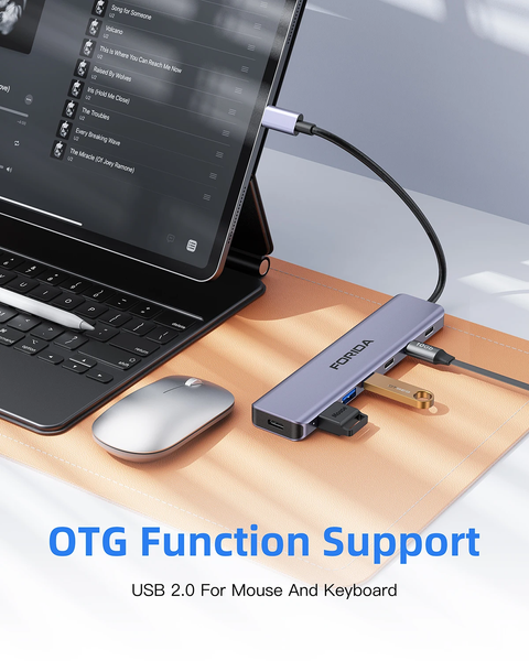 FORIDA Type-C Hub 7-в-1 PD 100W, Док-станція для ноутбука, планшета, MacBook FORIDA-7IN1 фото