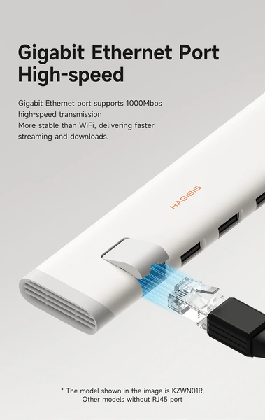 USB-C док-станція Hagibis 5-в-1 з гігабітним LAN RJ45, 3&times;USB 3.0 та Power Delivery 100 Вт KZWN01R фото