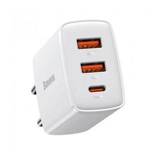 Мережевий зарядний пристрій Baseus Compact Quick Charger 2U+C 30W EU White CCXJ-E02 фото